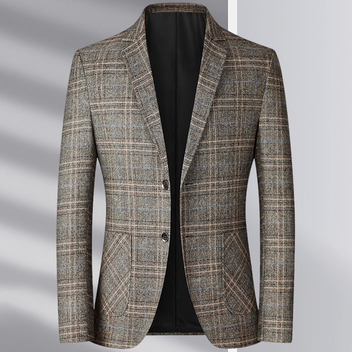 Men's Tailored Glencheck Jacket in Slim Fit with Patch Pockets Mune Fashion