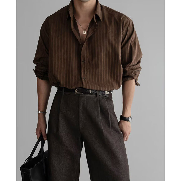 Men's Elegant Shirt with Fine Ribbed Texture Mune Fashion