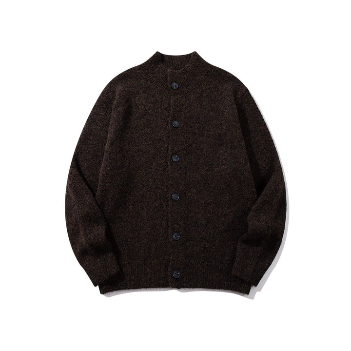 Unisex Chunky Knit Boucle Cardigan with Stand-Up Collar and Button Placket Mune Fashion