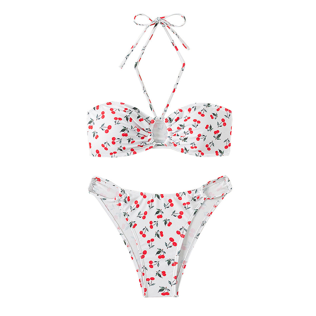 Women's bandeau bikini set with playful cherry pattern Mune Fashion