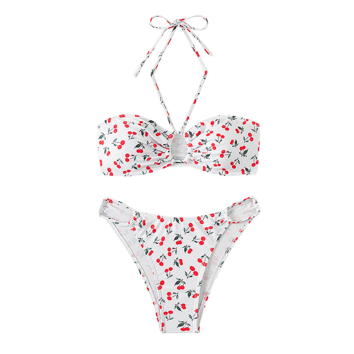 Women's bandeau bikini set with playful cherry pattern Mune Fashion