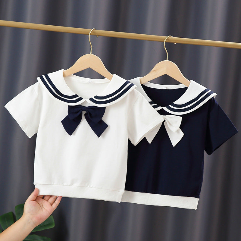 Girls sailor t-shirt with bow detail Mune Fashion
