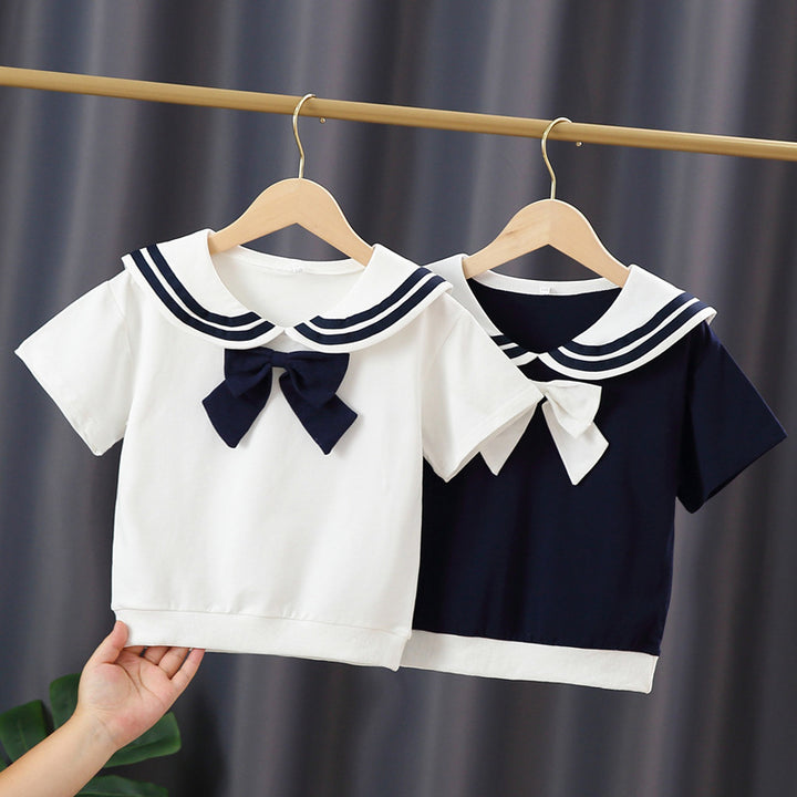 Girls sailor t-shirt with bow detail Mune Fashion