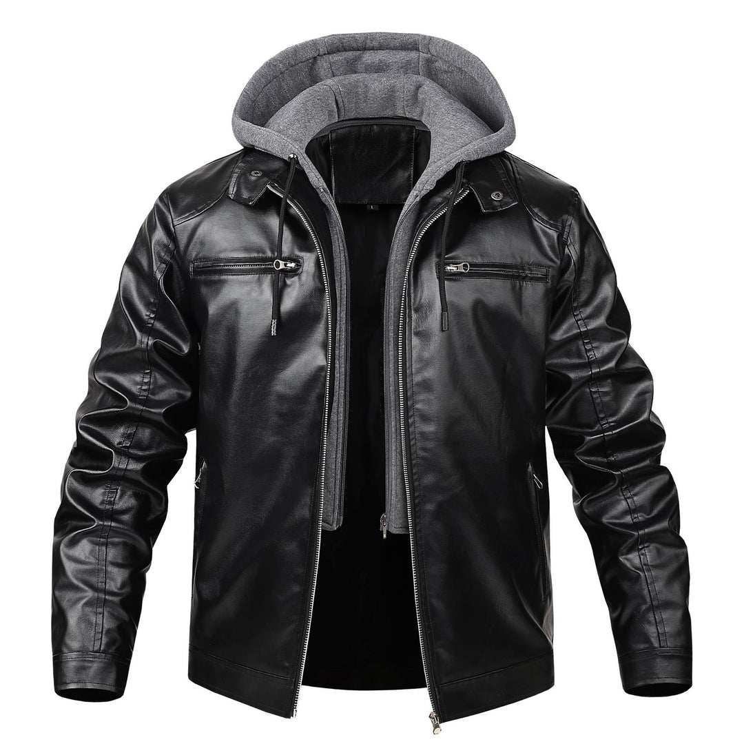 Men's Stylish Leather Jacket with Hood Mune Fashion