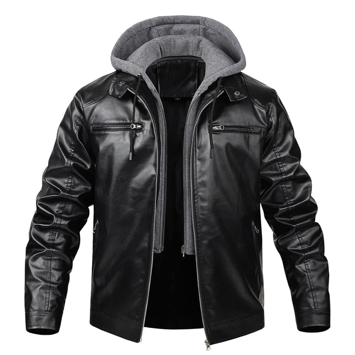 Men's Stylish Leather Jacket with Hood Mune Fashion