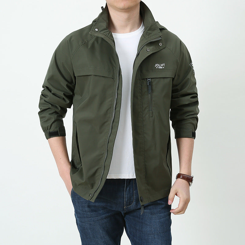 Men's Breathable Transitional Softshell Jacket in Field Style with Hidden Hood and Zip Chest Pocket Mune Fashion