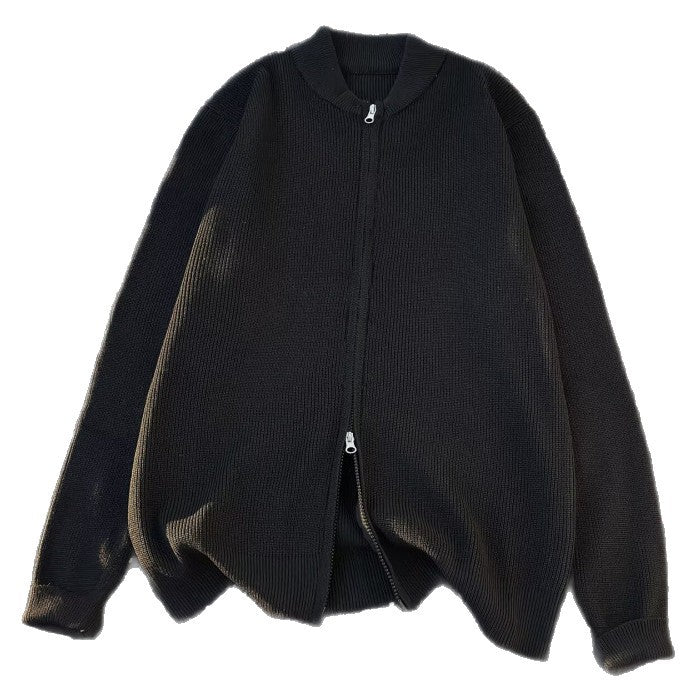 Unisex Oversize-Braided Pattern-Half Zip Sweater with Extra High Ribbed Collar and Heavy Cotton Blend Mune Fashion