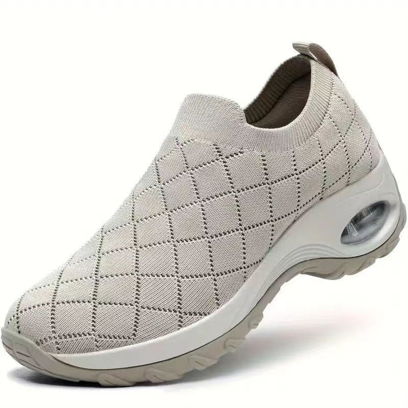 Women's Slip-On Knit Sneakers with Air Cushion and Cushioned Platform Sole Mune Fashion