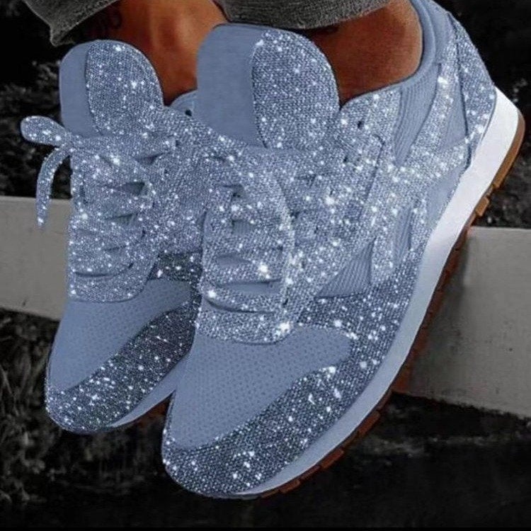 Women's Glitter Sneakers with Breathable Mesh and Profiling Rubber Sole Mune Fashion