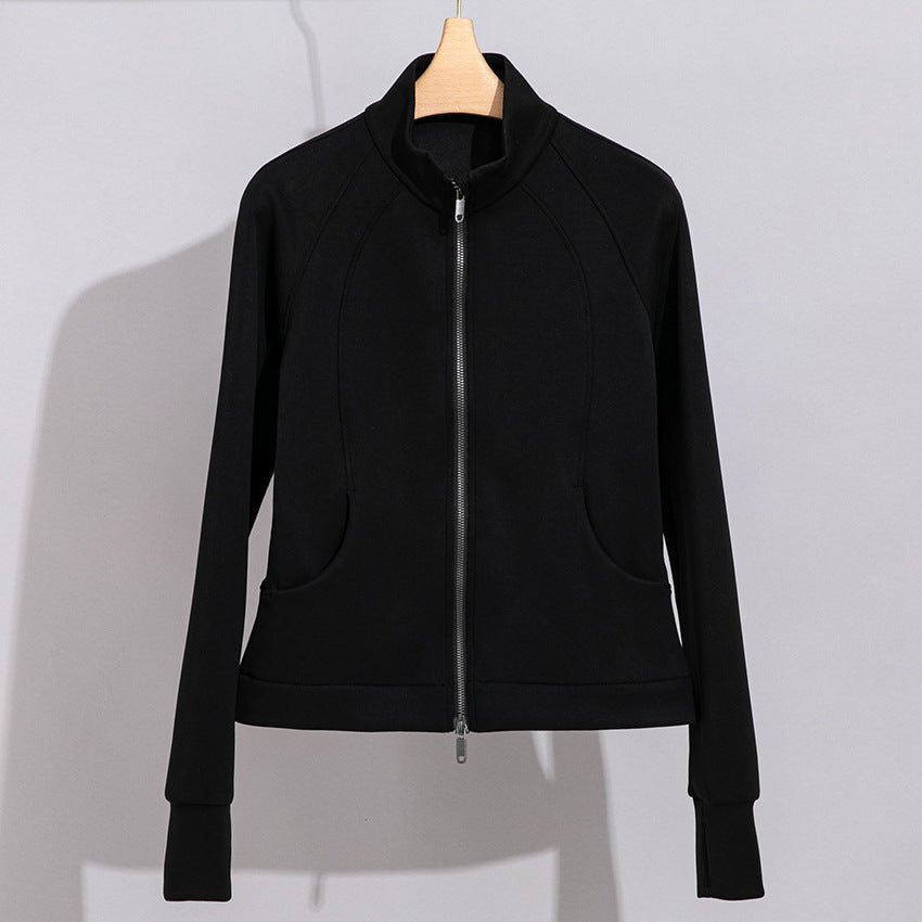 Women's Performance Training Jacket with Stand Collar and Thumb Hole Mune Fashion