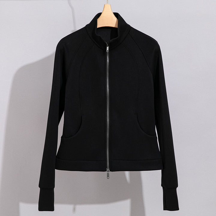 Women's Performance Training Jacket with Stand Collar and Thumb Hole Mune Fashion