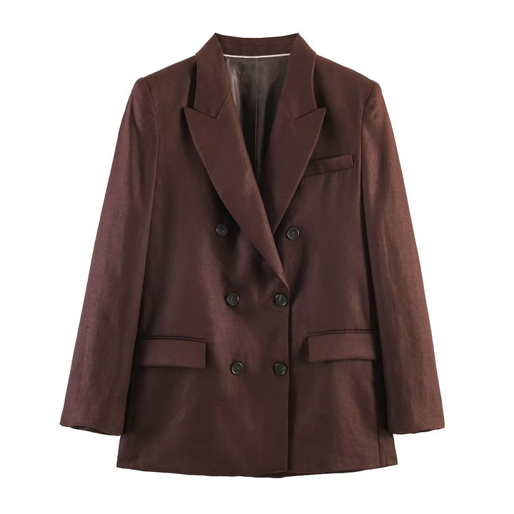 Women's Double-Breasted Blazer with Straight Cut Suit Pants Mune Fashion