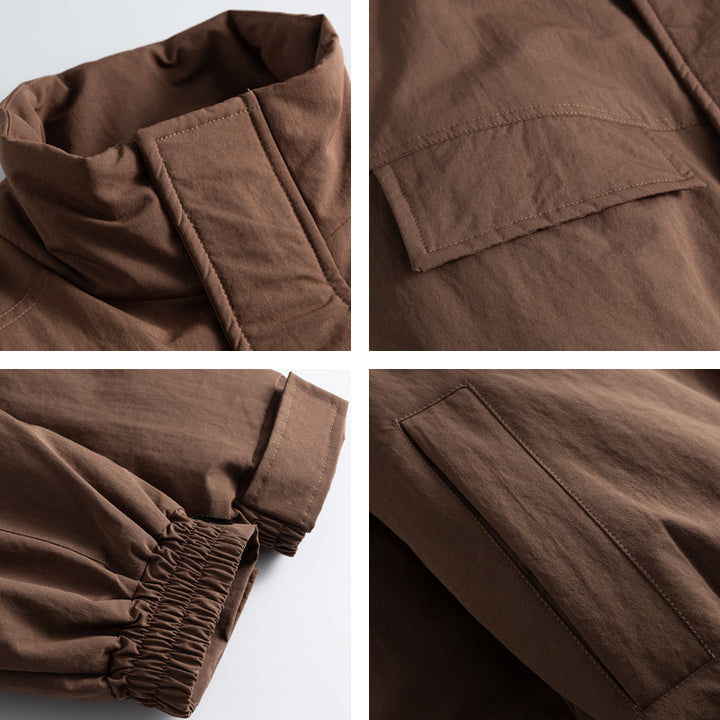 Men's Boxy Field Jacket with High Stand Collar, Padded Lining, and Flap Pockets Mune Fashion