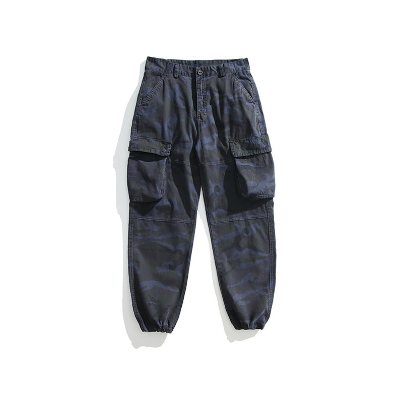 Men's Tactical Cargo Jogger Pants with Elastic Ankle Cuffs, Multiple Flap Pockets and Camouflage Pattern Mune Fashion
