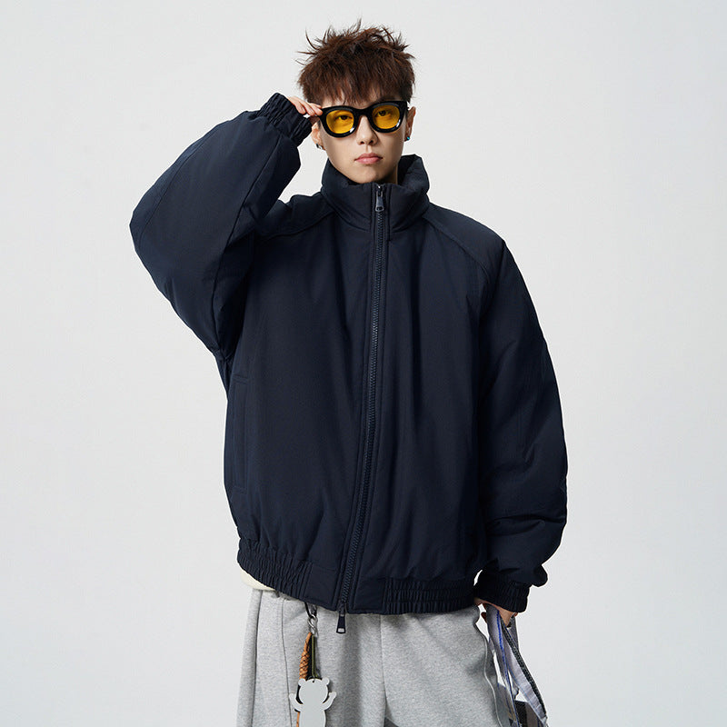Men's Oversized Windbreaker with Stand Collar and Elastic Cuffs Mune Fashion