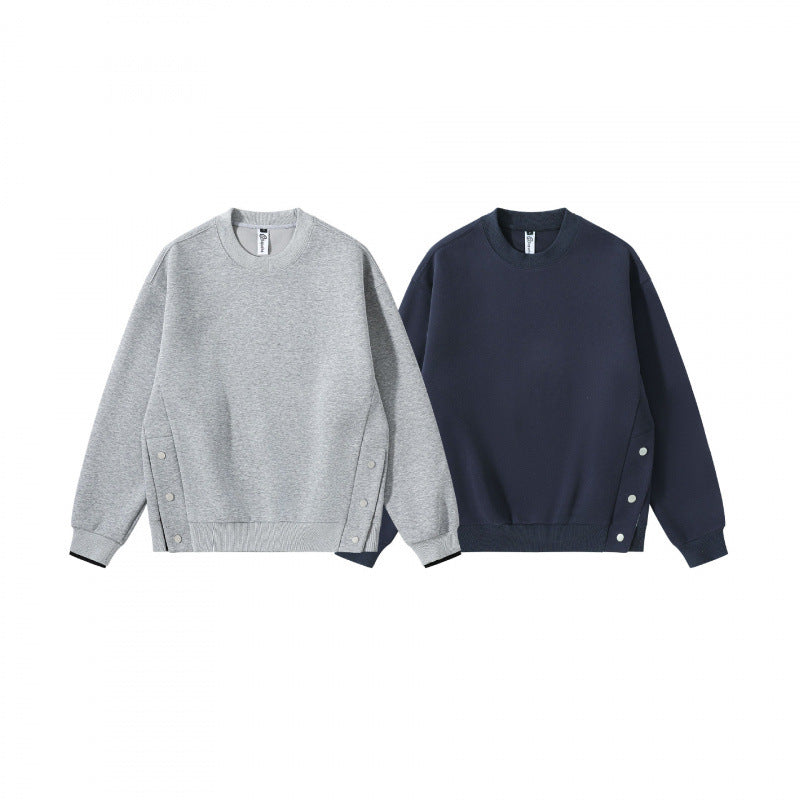 Unisex Oversize Sweatshirt with side snap button plackets, ribbed cuffs and round neck Mune Fashion