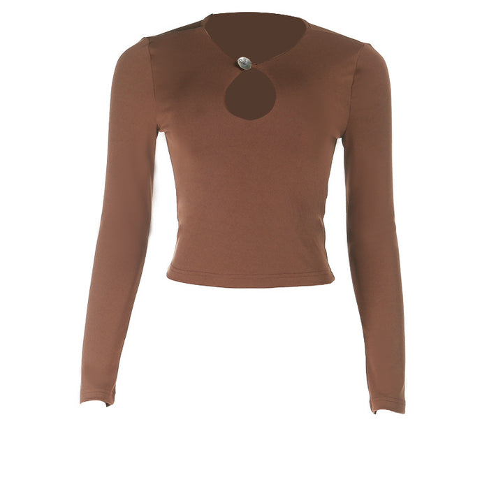 Women Two-Piece Form-Fitting Stretch Set with Long Sleeve Crop Top and Hip Cut-Out Skirt Mune Fashion