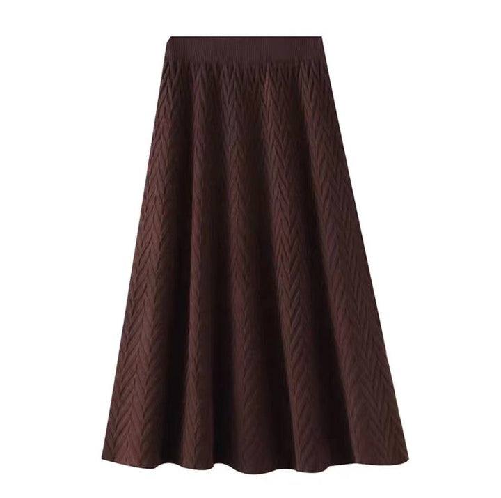 Women Elegant Knit Skirt with Textured Cable Pattern Mune Fashion