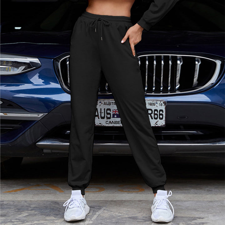 Women's relaxed high waist jogger pants with elastic waistband, drawstring, and ribbed hem cuffs Mune Fashion