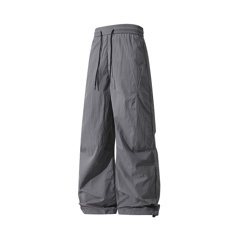 Unisex Wide Technical Nylon Pants with Drawstring and Adjustable Hem Mune Fashion