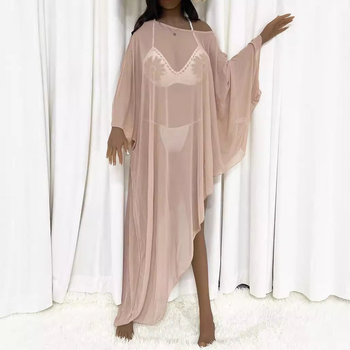 Women's transparent beach cover-up with elegant sleeves Mune Fashion