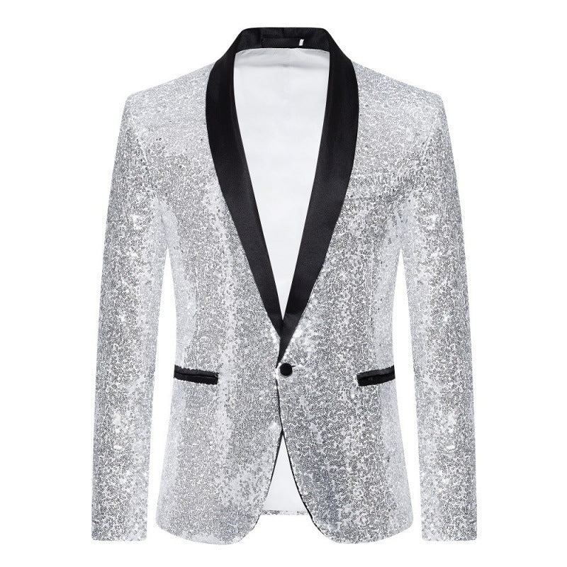 Mune Fashion Men's Sequin Blazer with Shawl Collar