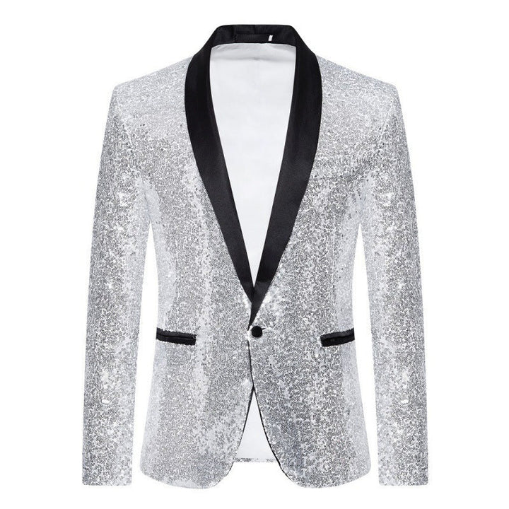 Mune Fashion Men's Sequin Blazer with Shawl Collar
