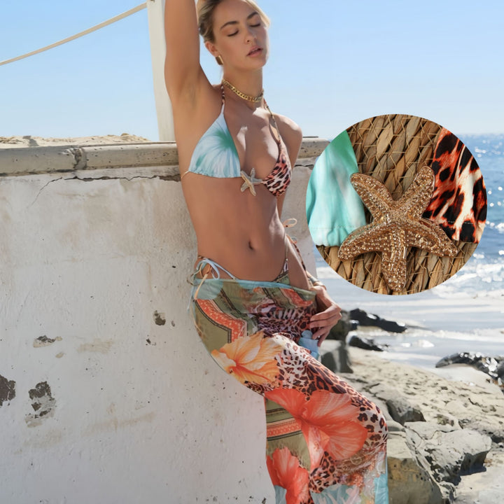 Women's bikini set with floral design and elegant maxi skirt Mune Fashion