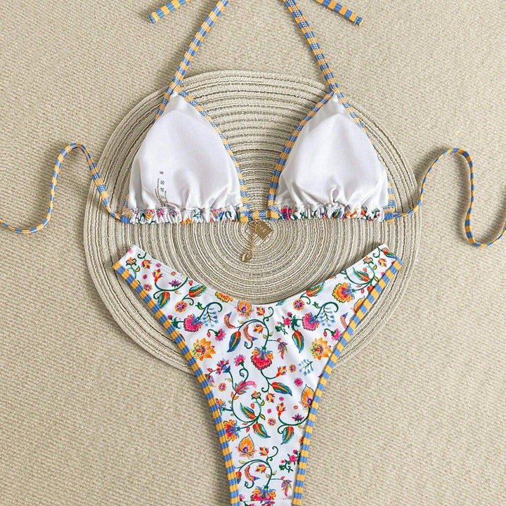 Women's Triangle Bikini with Colorful Floral Print Mune Fashion