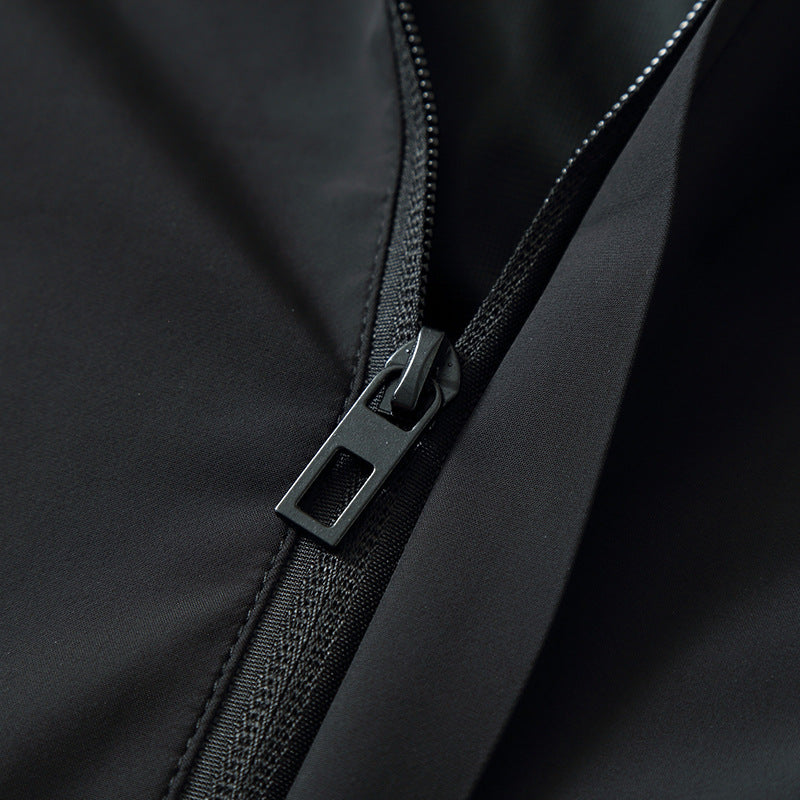 Men's Ultralight Wind and Water-Repellent Softshell Jacket with Hood, Concealed Zipper and Elastic Cuffs Mune Fashion