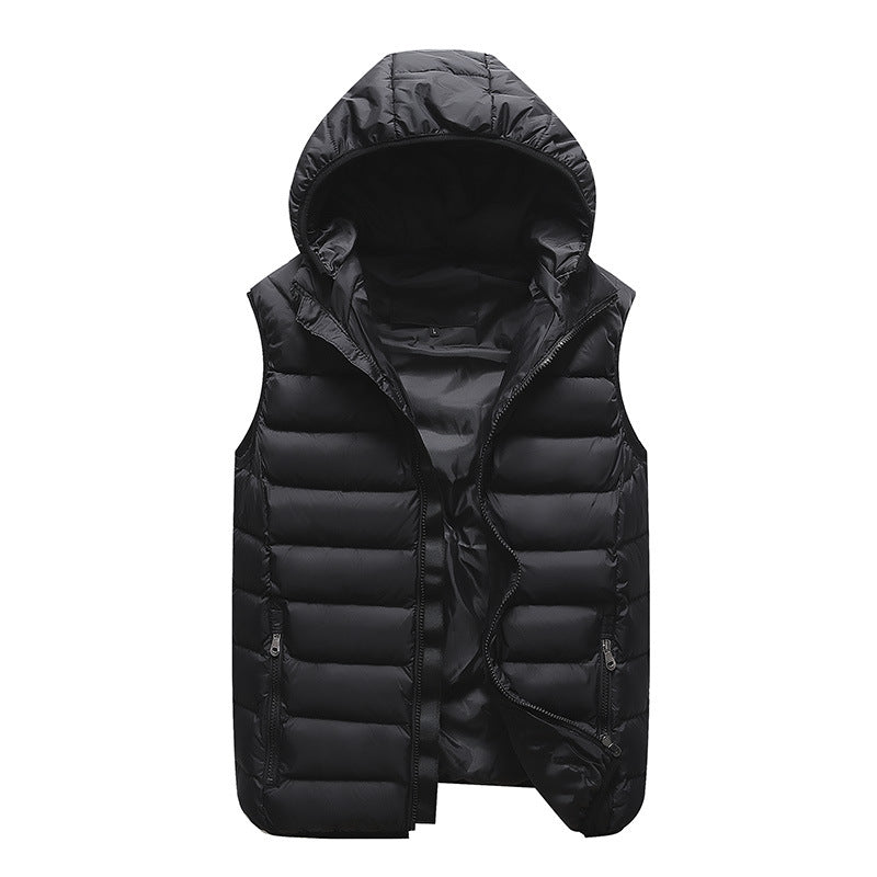 Men's Light Quilted Vest with Contoured Stitching, Integrated Hood, and Wind-Resistant Outer Layer Mune Fashion