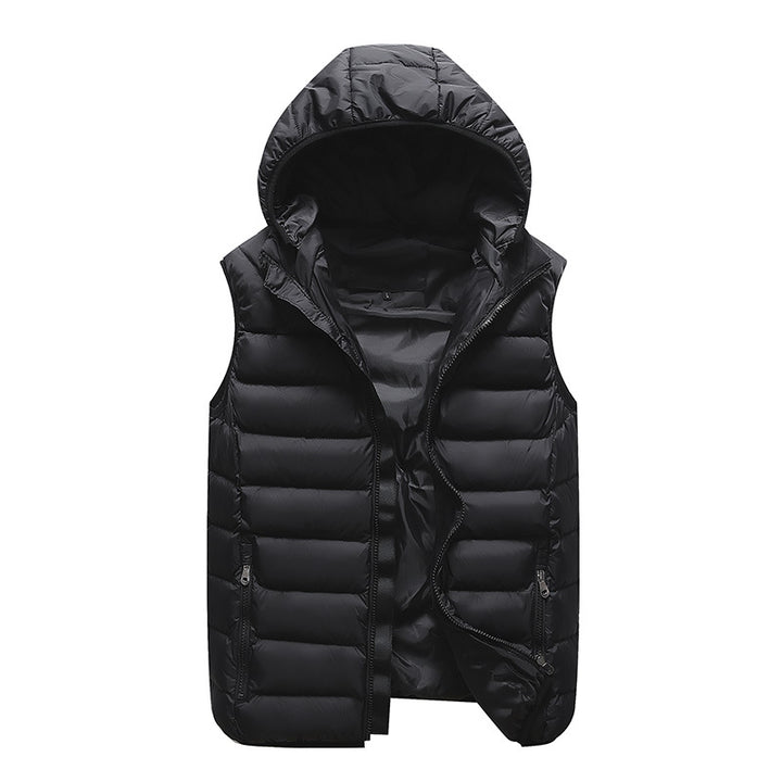 Men's Light Quilted Vest with Contoured Stitching, Integrated Hood, and Wind-Resistant Outer Layer Mune Fashion