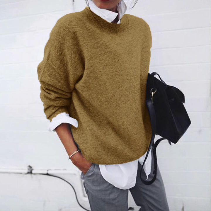 Women's oversized cozy knitted sweater with stand-up collar Mune Fashion