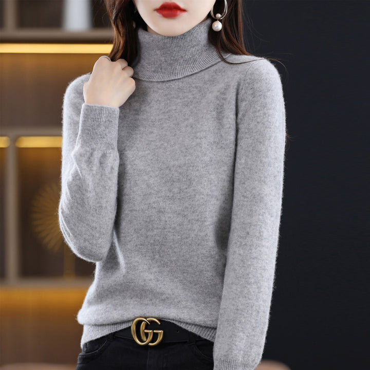 Women's Slim-Fit Turtleneck Sweater made of Cashmere-like Fine Knit with Soft Pile Mune Fashion