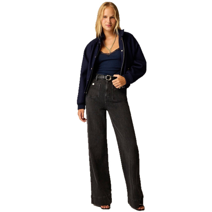 Women's nan High-Waist Wide-Leg Jeans with patch front pockets and wide leg Mune Fashion