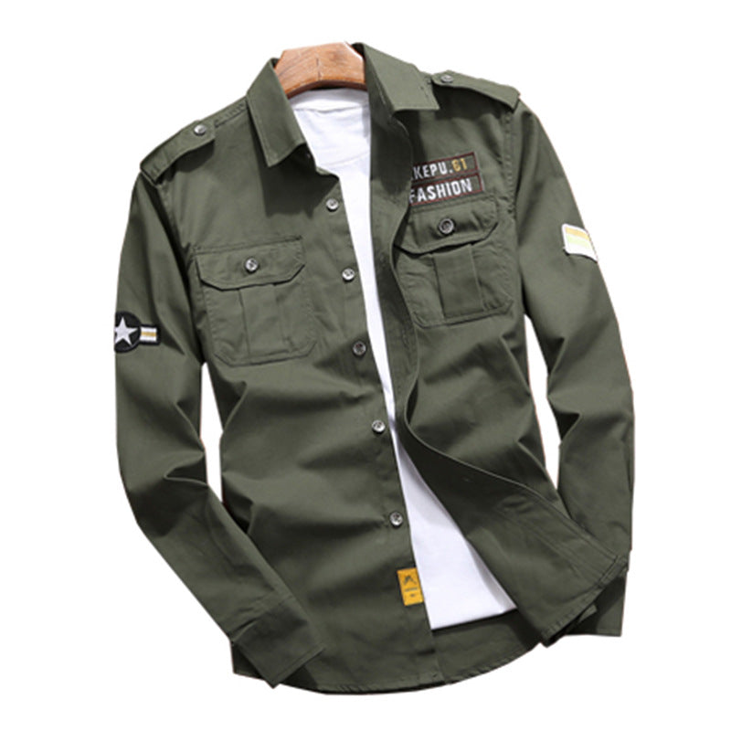 Men's Field Shirt Jacket with Epaulettes and Chest Flap Pockets Mune Fashion