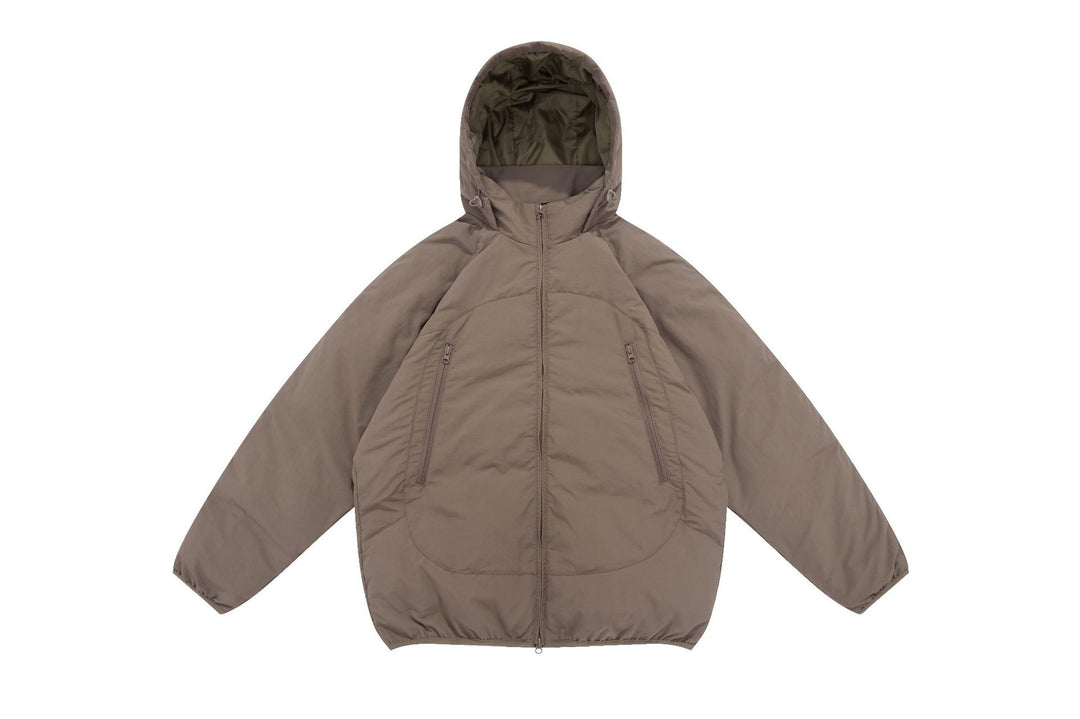 Unisex Voluminous Hooded Insulation Jacket in Boxy Cut with Concealed Zipper Pockets Mune Fashion