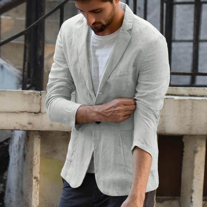 Men's elegant linen blazer with modern cut and pockets Mune Fashion