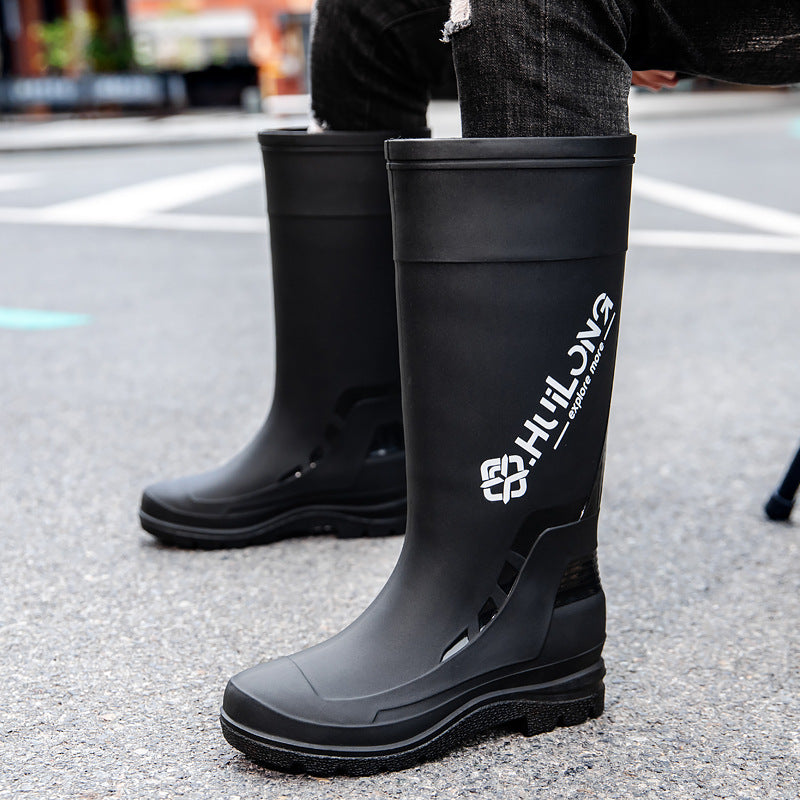Men's Waterproof Rubber Boots with Adjustable Shaft Closure and Profiled Cushioning Sole System Mune Fashion