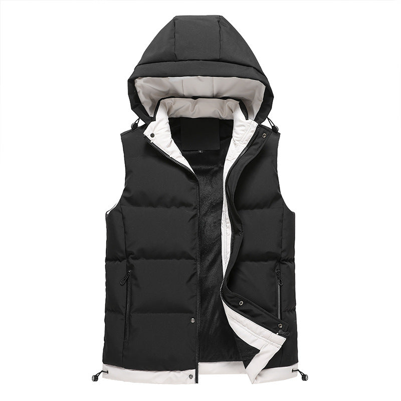 Men's Sleeveless Padded Vest with Hood, Thermal Insulation and Body Shaping Cut Mune Fashion