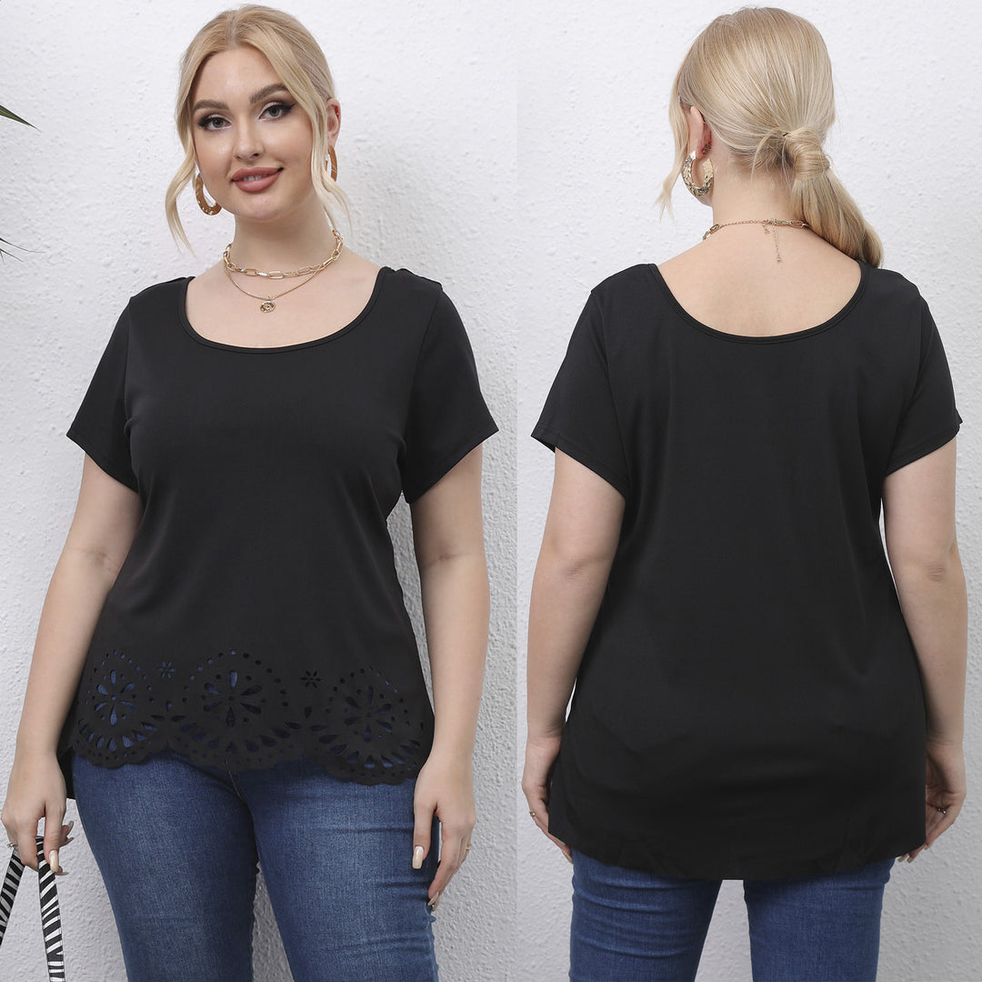 Ladies top with floral hole pattern Mune Fashion
