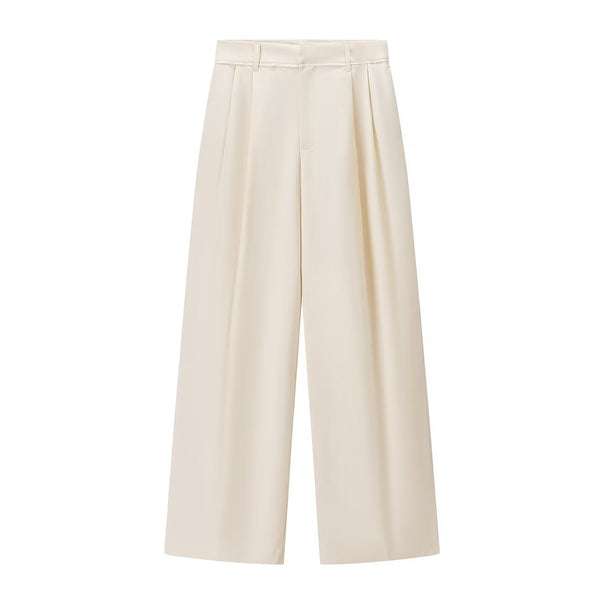 Women's High-Waisted Palazzo Pants with Pleats and Wide Leg Mune Fashion