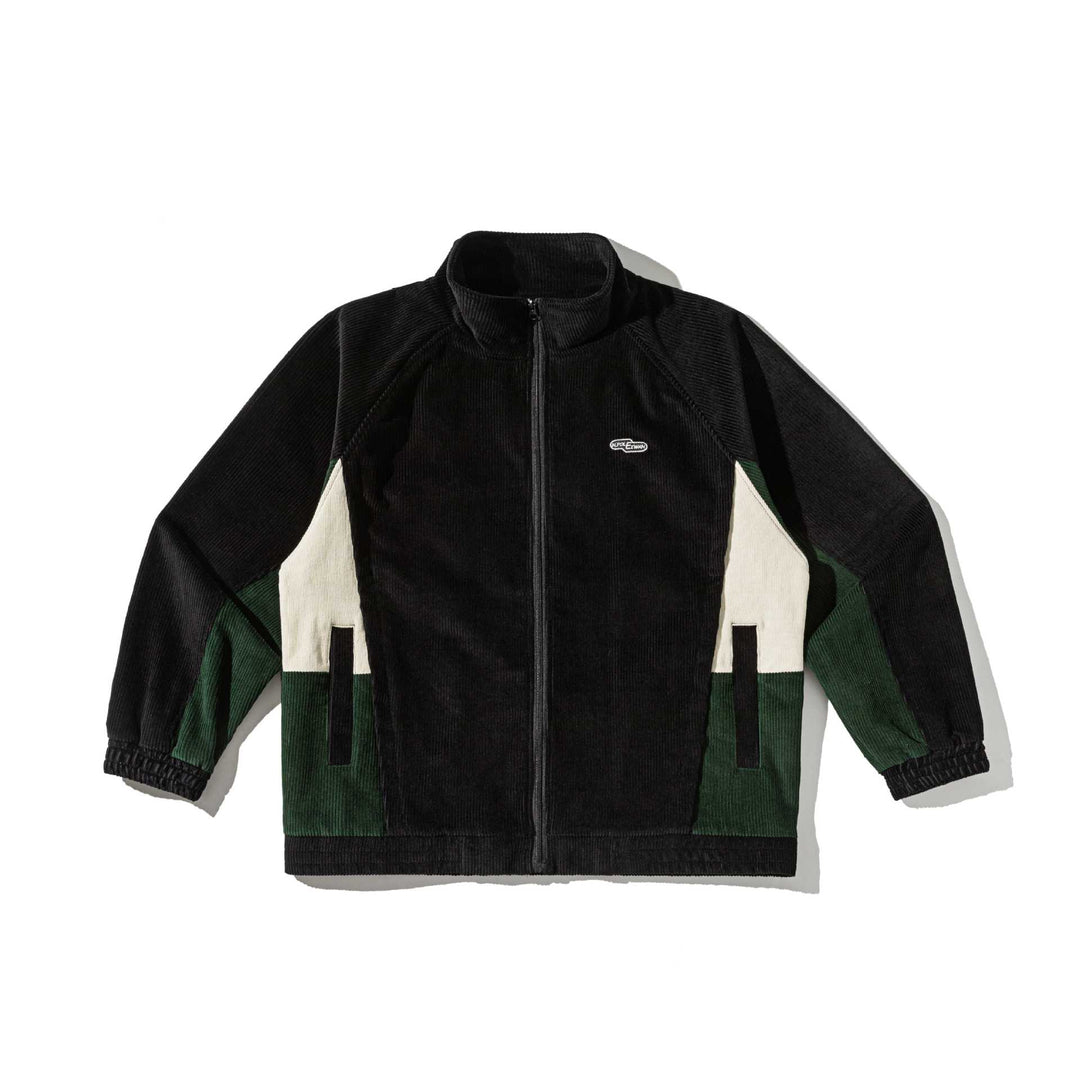 Unisex Short Cut Cord Track Jacket in Retro Utility Style with Stand-up Collar Mune Fashion