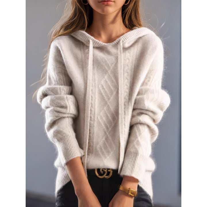 Women's cozy hoodie made of cashmere blend with cable pattern and oversized fit Mune Fashion