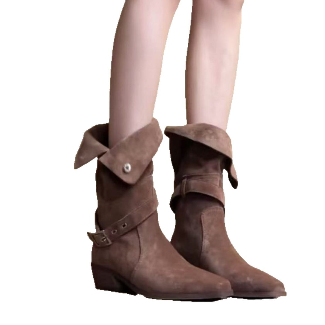Women's Elegant Lace-Up Boots with Stylish Strap Mune Fashion