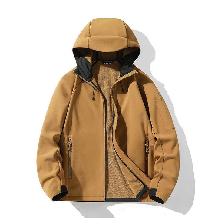 Women's softshell jacket with hood and fleece lining, windproof water-repellent Mune Fashion