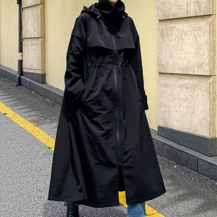 Women's Oversized Coat in Maxi Look with Hood and Cape Sleeve Mune Fashion