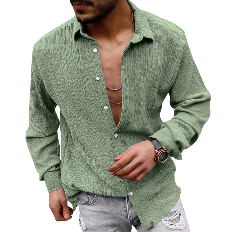 Men's structured casual shirt with crinkle look, shirt collar and laid-back oversized fit Mune Fashion