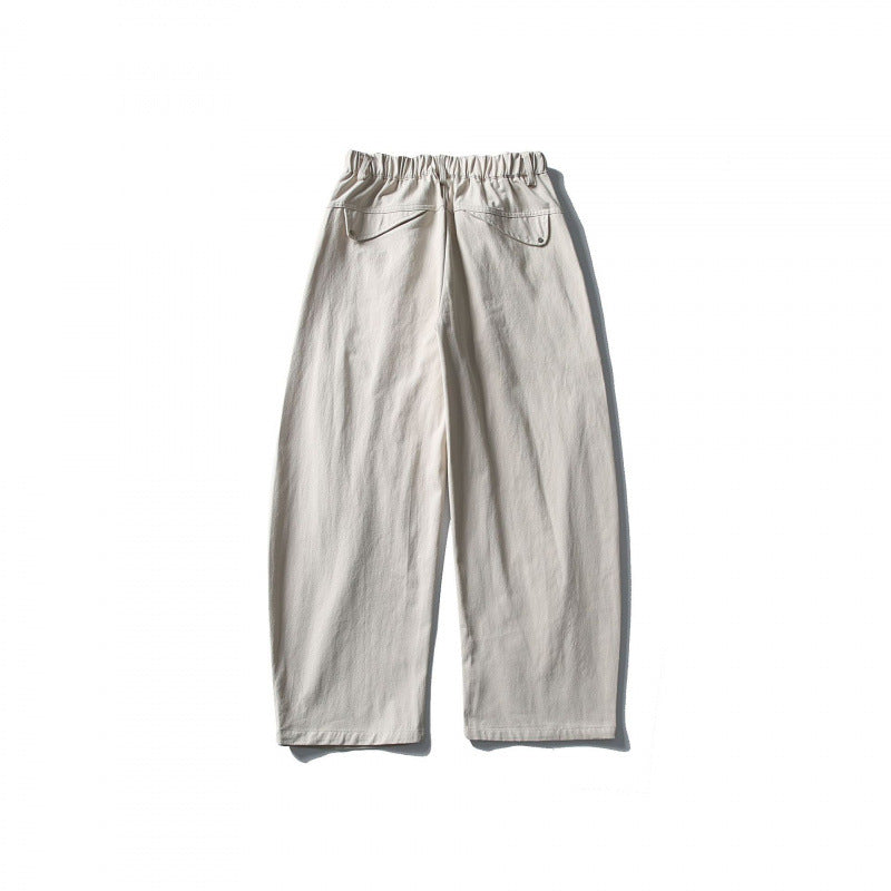 Men's Wide Utility Pants with Elastic Waistband and Distinctive Seam Panels Mune Fashion