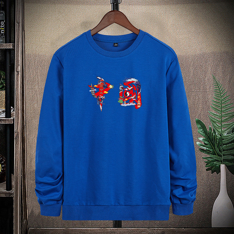 Men's Round Neck Sweatshirt with Detailed Graphic Print Mune Fashion